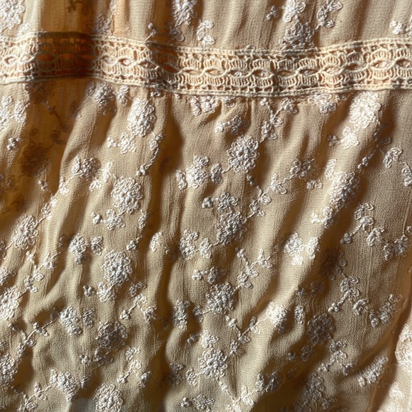 Vintage J. Peterman yellow sheer sleeveless lace flowy tunic blouse - Picture 4 of 7